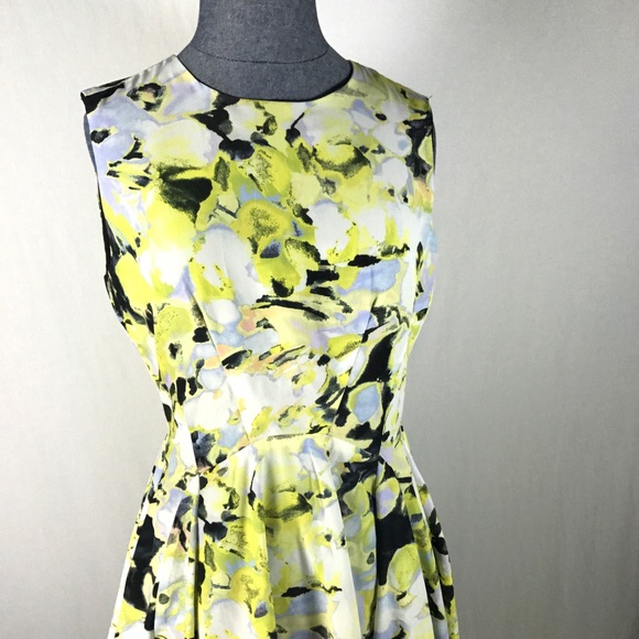 Bar III Women's Size S Yellow Floral Skater Dress - Picture 1 of 8